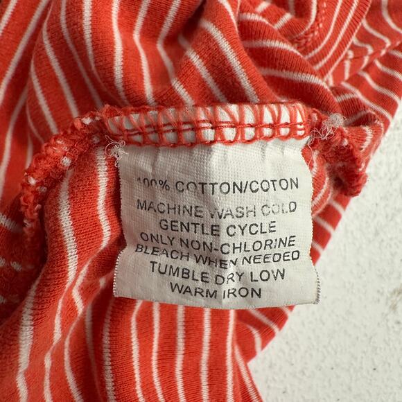 Old Navy Womens M Y2K Top Orange White‎ Striped Scoop Neck Stretch Retro - Picture 4 of 7